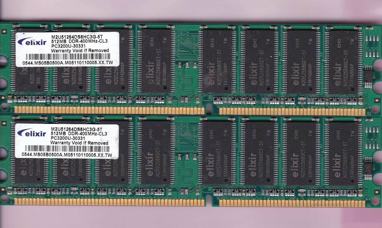 1GB 2x512MB PC3200 ELIXIR DDR-400 DESKTOP MEMORY KIT M2U51264DS8HC3G-5T DDR1 CL3