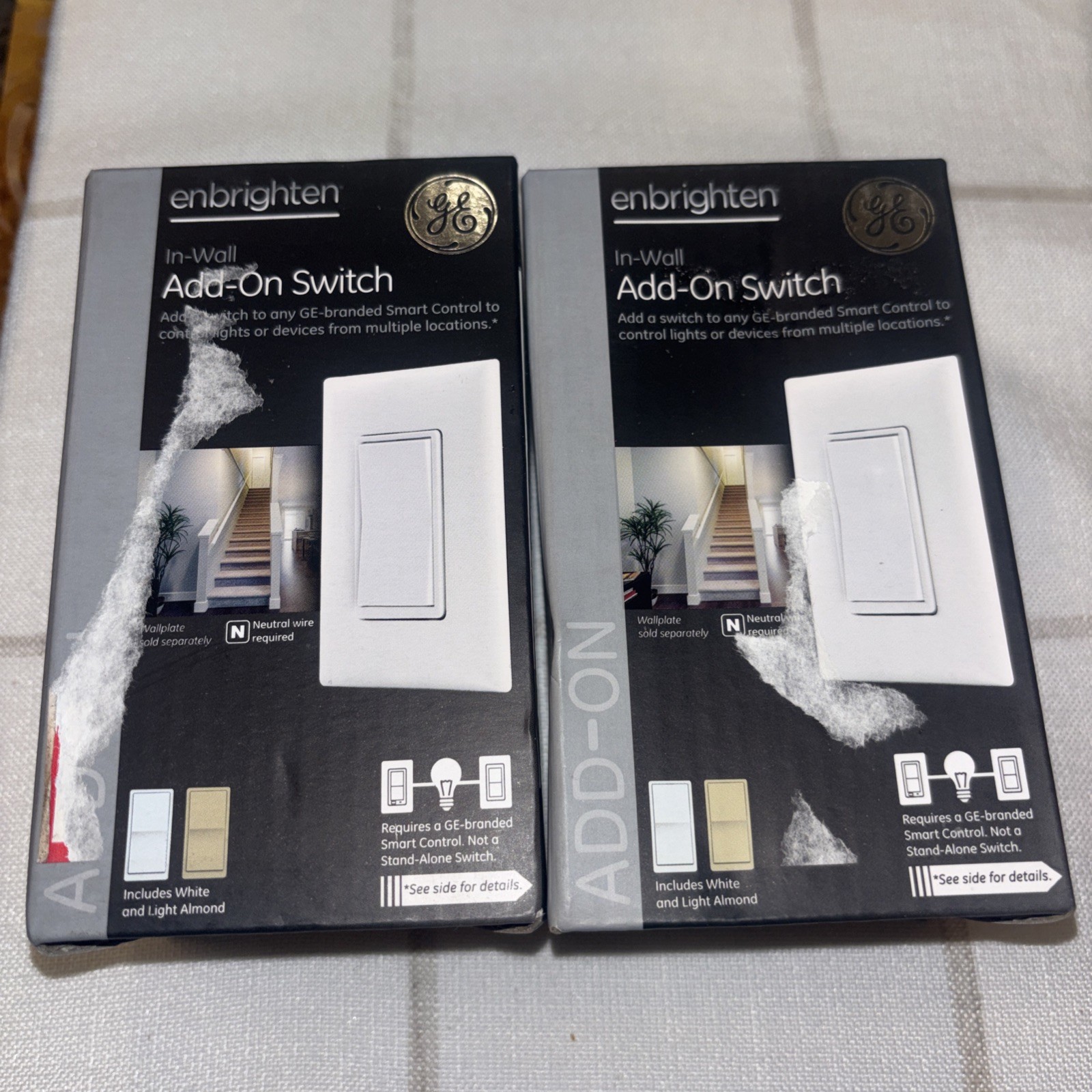 GE Enbrighten ADD-ON Switches Lot Of 2 ZW2004  Smart Control  Zigbee, Z-Wave NOB