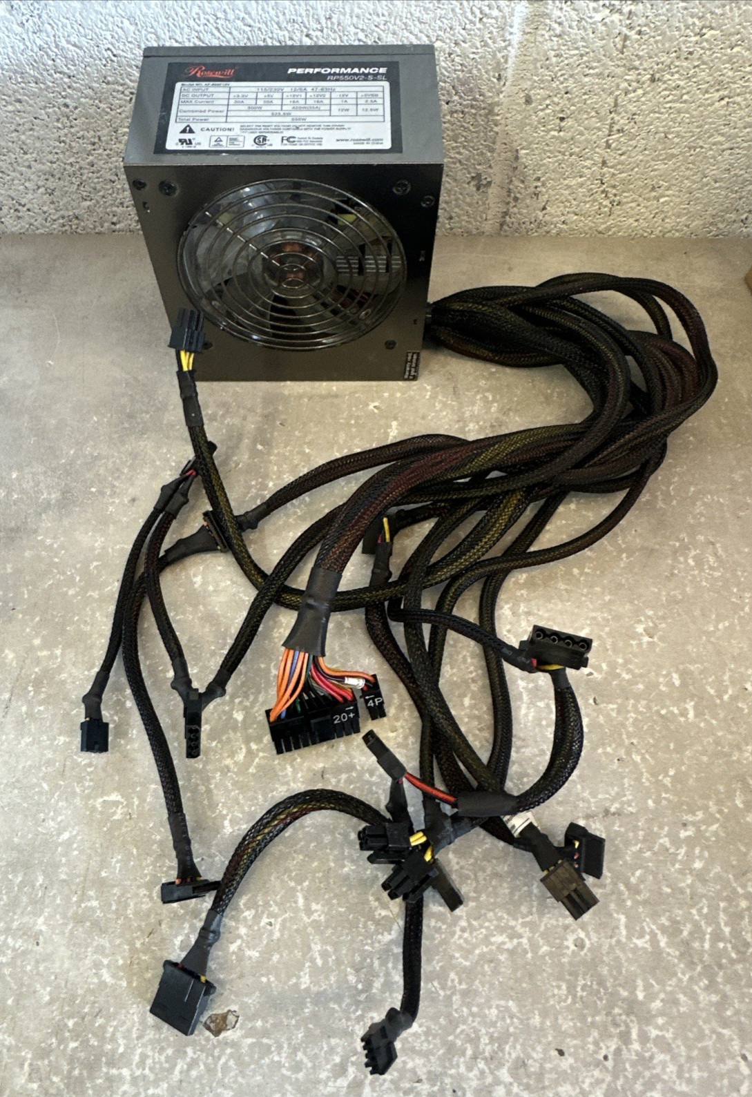 Rosewill 550W ATX Desktop Power Supply | AP-600F12V / RP550V2-S-SL