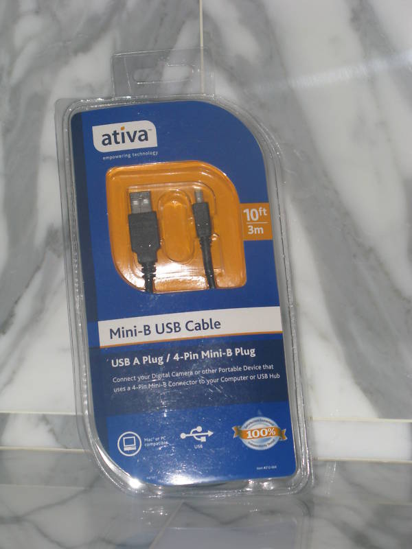 Ativa usb a plug/ 4-pin mini-b plug 10 ft new