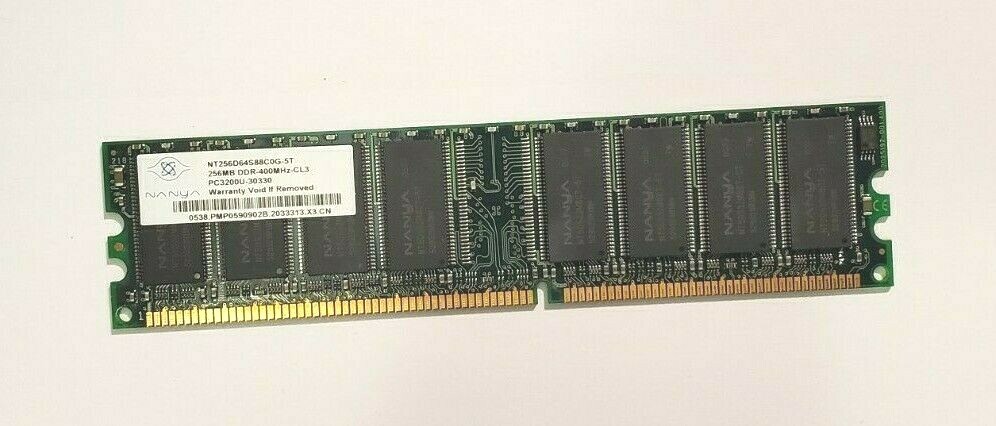 Nanya NT256D64S88C0G-5T, 256MB, DDR-400MHz-CL3, PC3200U Memory Modules