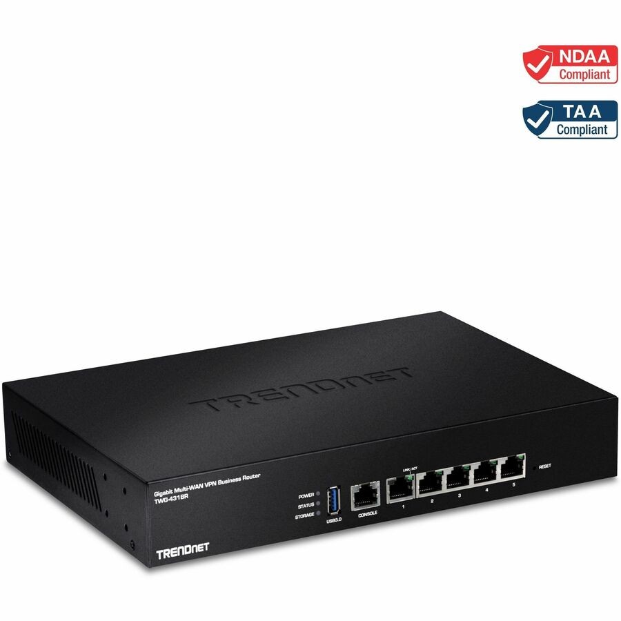 TRENDnet Gigabit Multi-WAN VPN Business Router; TWG-431BR; 5 x Gigabit ports; 1