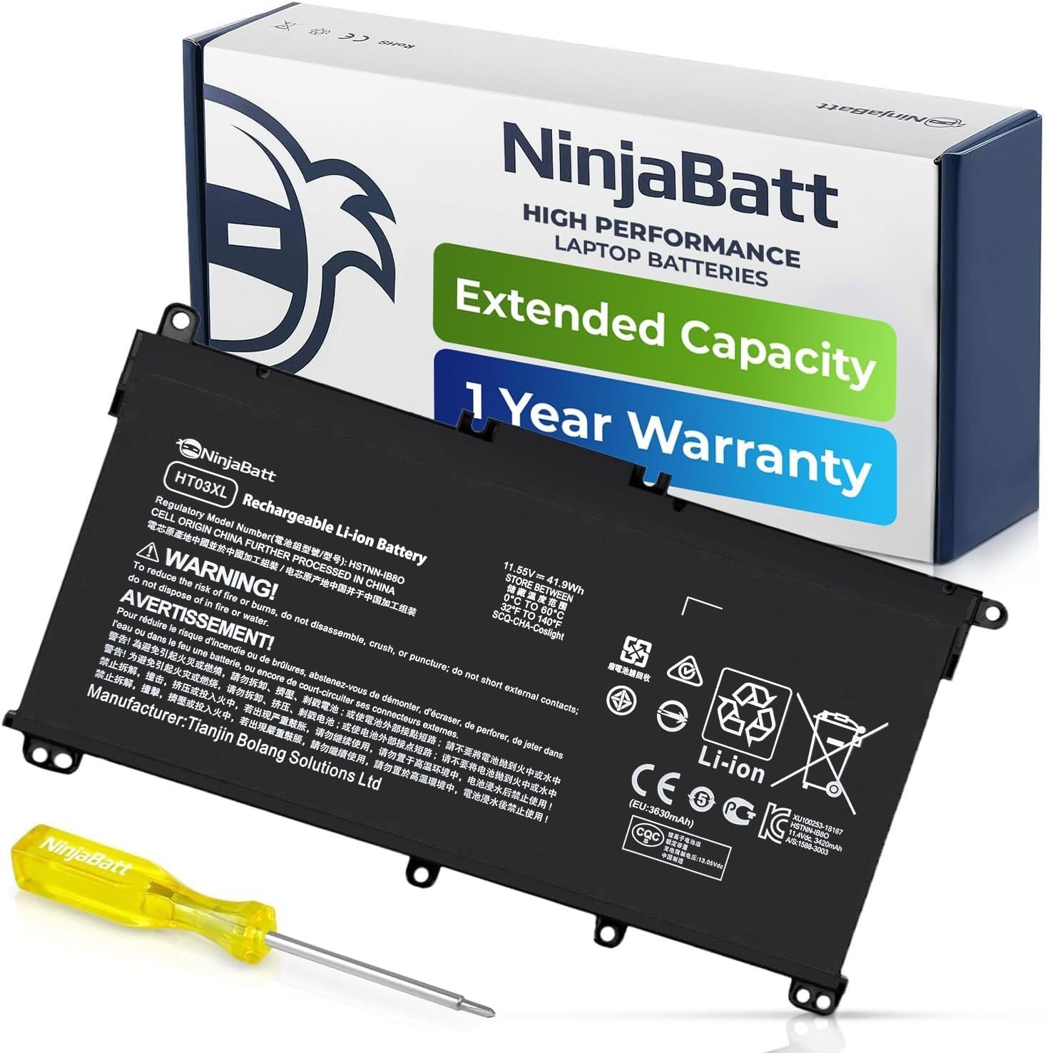 NinjaBatt HT03XL Battery for HP Pavilion 15-DB Series L11119-855 HW03XL