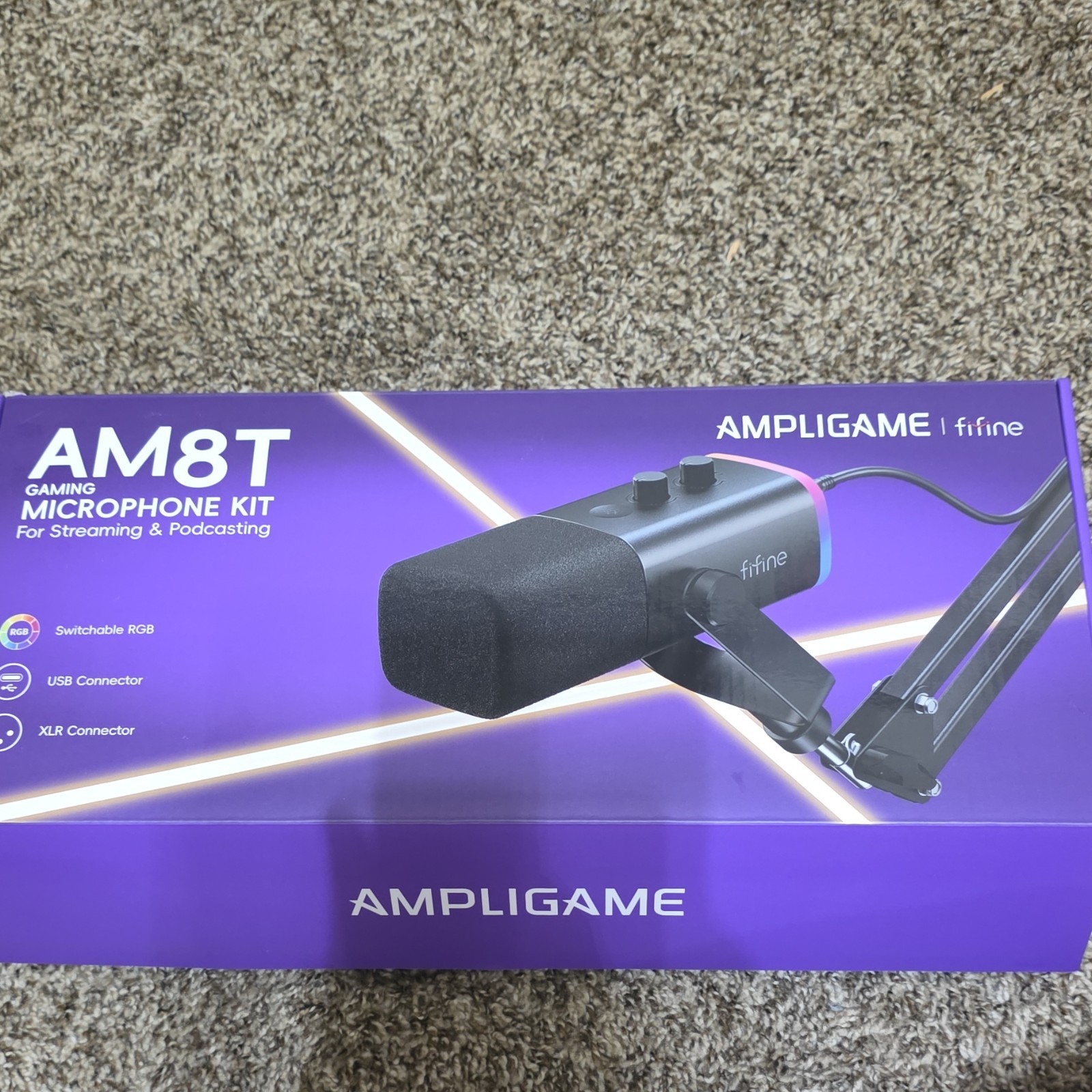 FIFINE AmpliGame AM8T Gaming Mic USB/XLR Switchable RGB Black