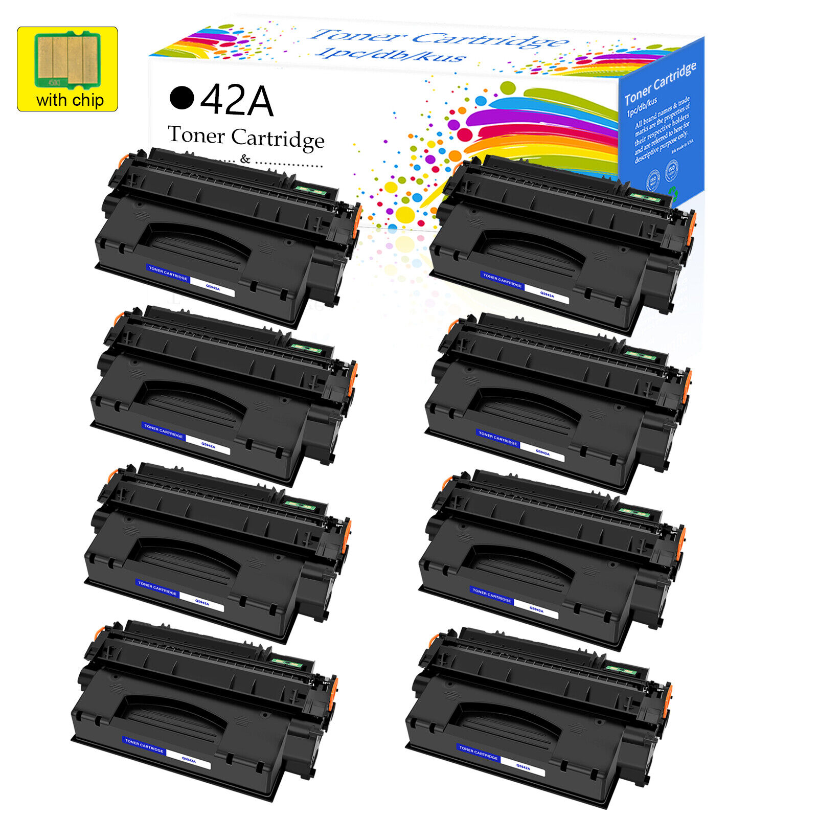 8PK Toner Cartridge Black Compatible With HP Q5942A 42A LaserJet 4240 4350 4250