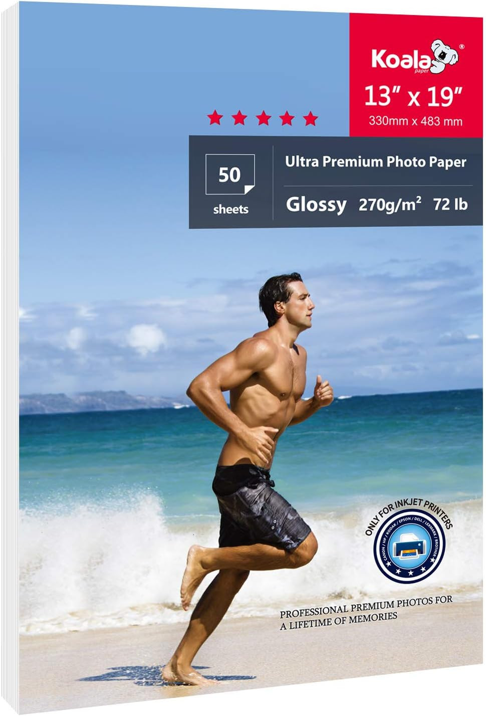 50 Sheets Koala Ultra Premium Glossy Photo Printer Paper 13X19 Inch 72Lb