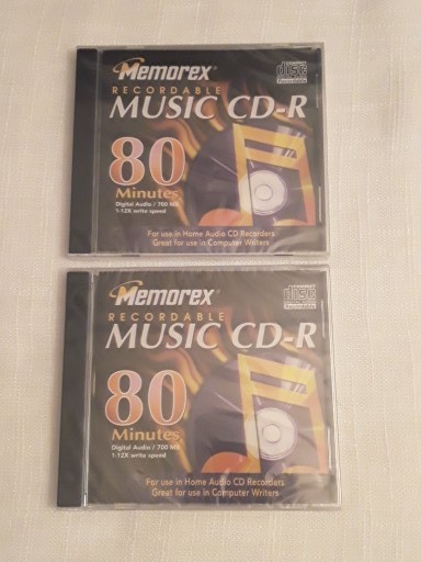 Memorex Recordable Music CD-R 80 Min Blank Media Qty Of 2 New Sealed 