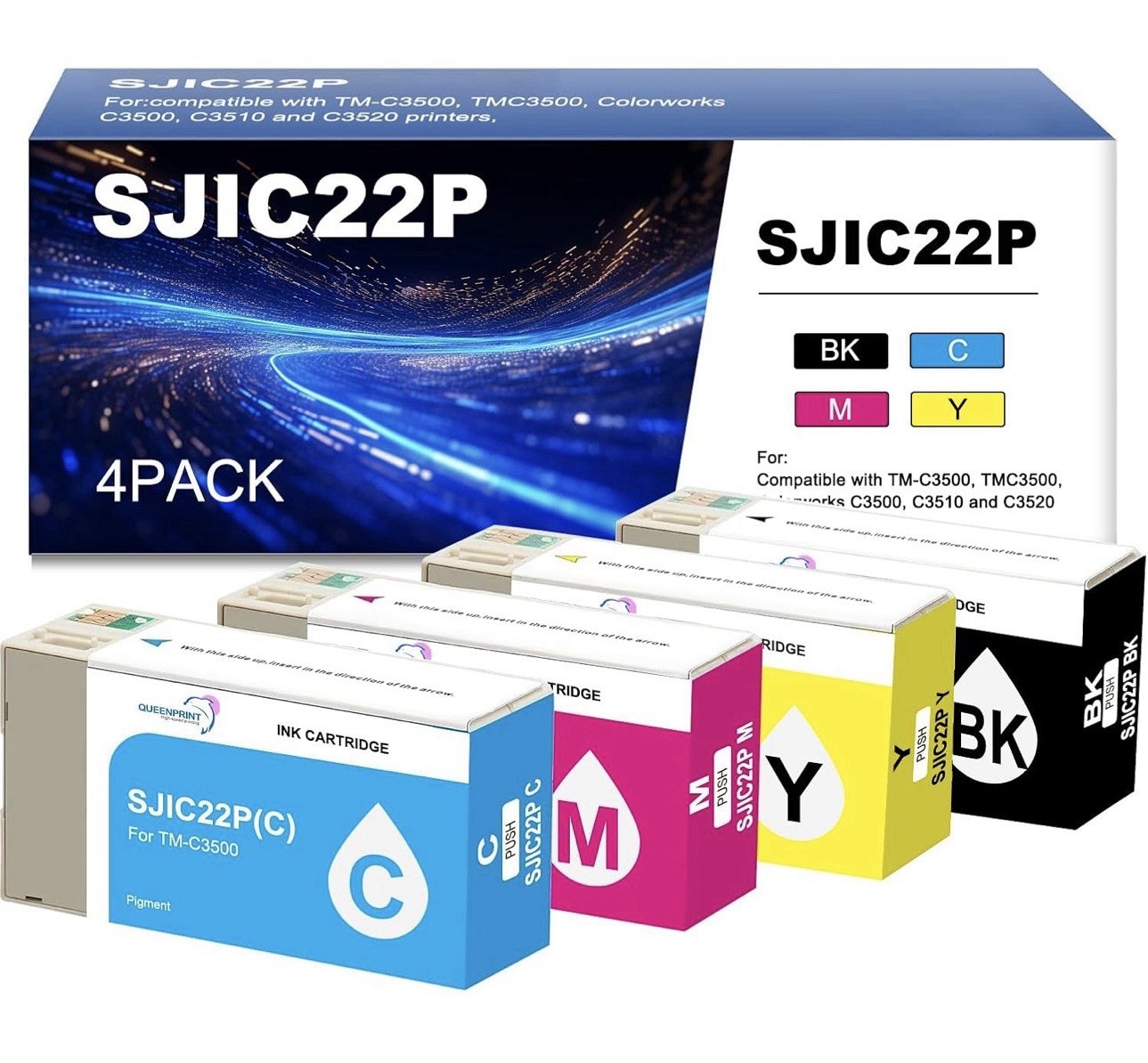 SJIC22P 4 Pack Compatible Ink Cartridges TM-C3500 C3500 C3510 C3520
