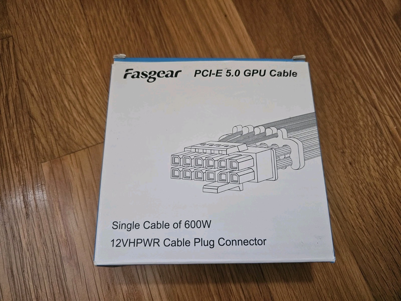 Fasgear PCIe 5.0 Extension Cable 16 Pin 12VHPWR to 4x8 Pin Sleeved Black 40cm
