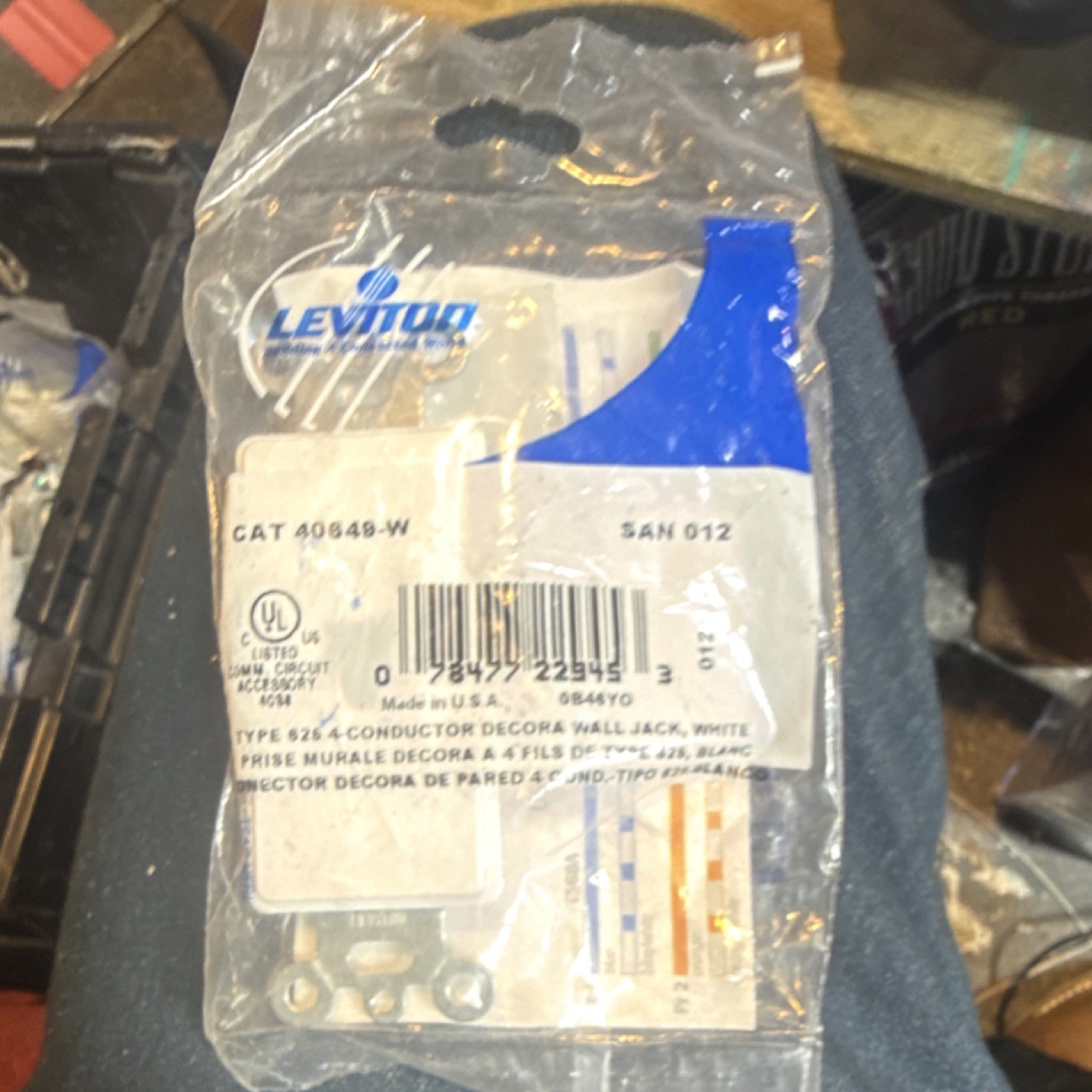 2 pack Leviton 40649-W 4-Conductor Decora Style Electrical Wall Plate Jack White