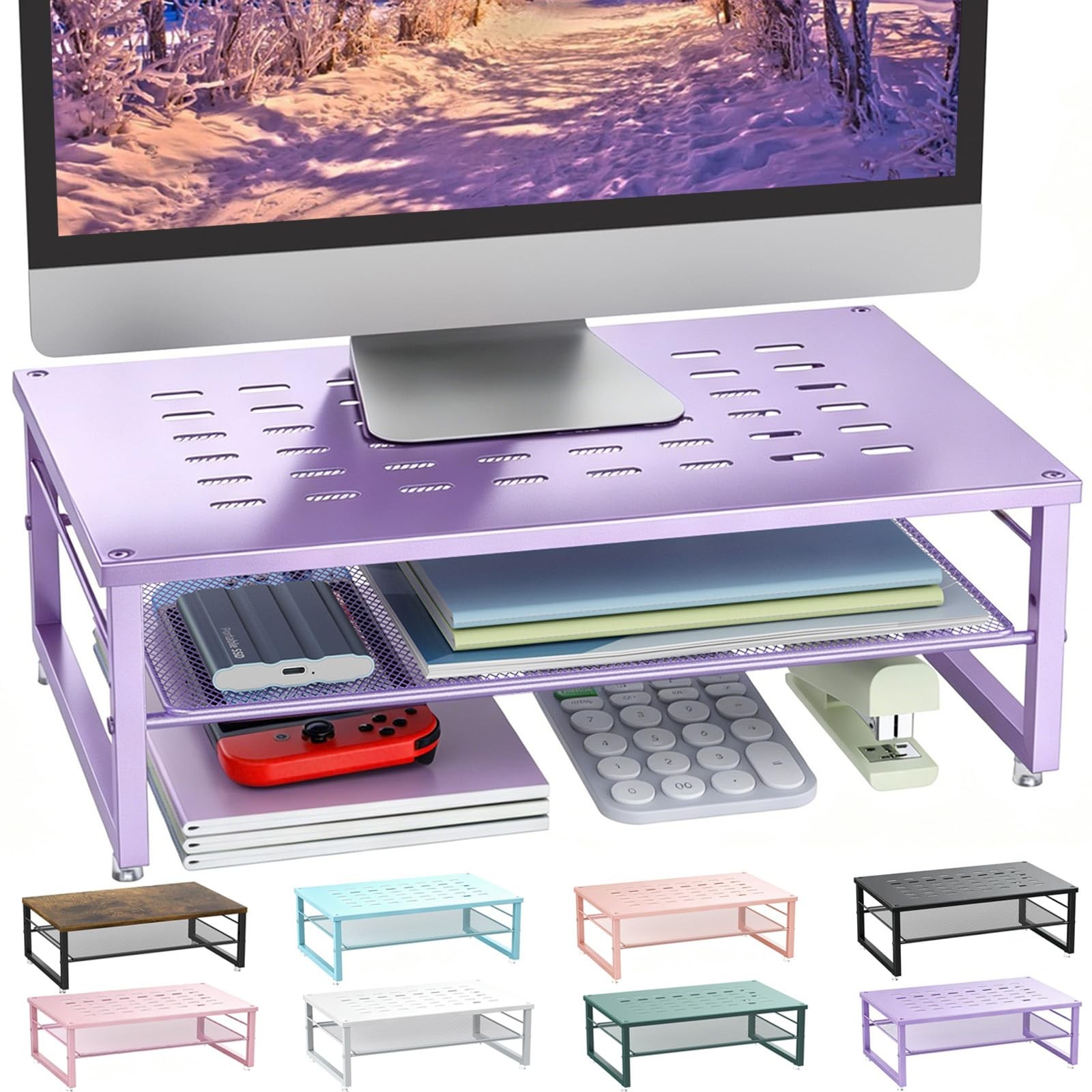 2-Tier Metal Monitor Stand Riser