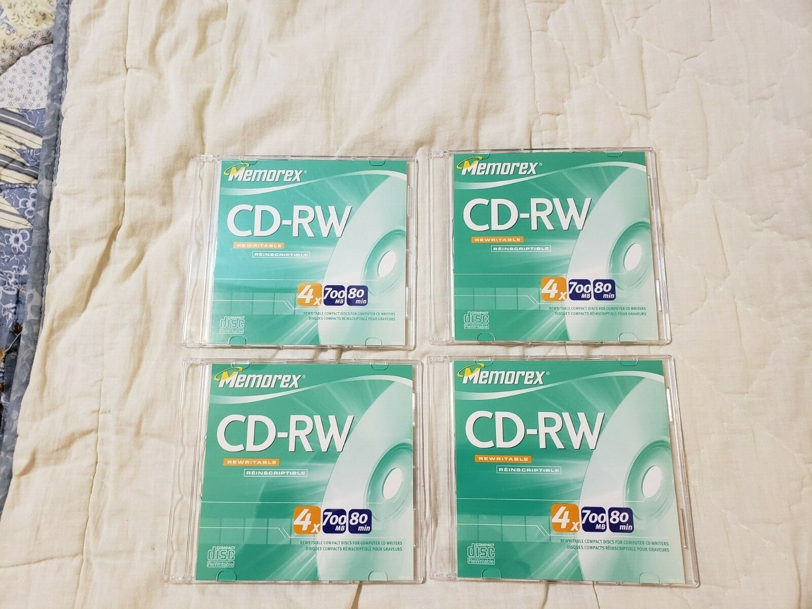 Memorex CD-RW 700 MB 80 Minute 4X Multi Speed Slim Jewel Cases Lot Of 4
