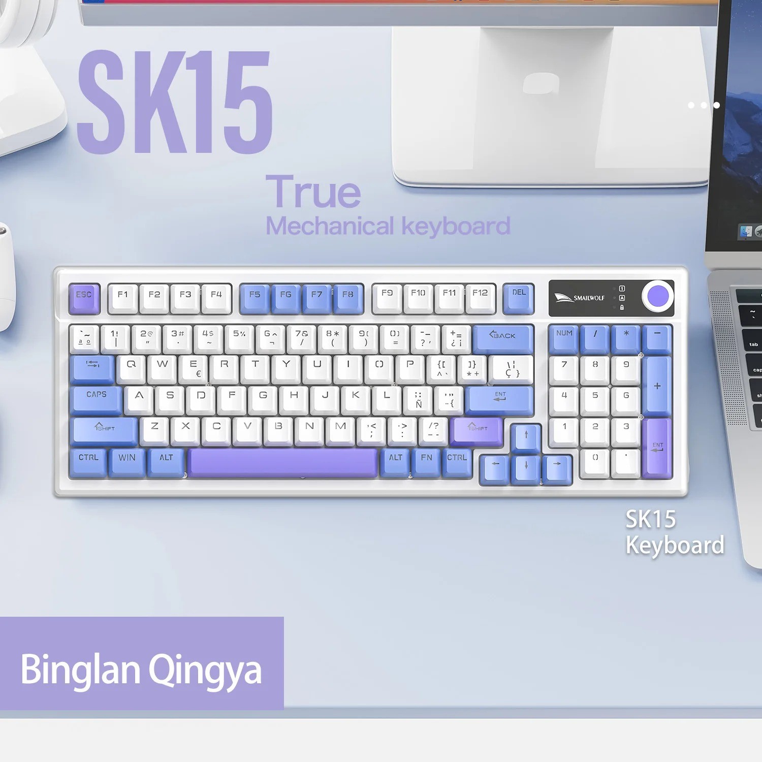 SMAILWOLF SK15 Mechanical Gaming Keyboard 98-Key Blue Switch Spanish Layout