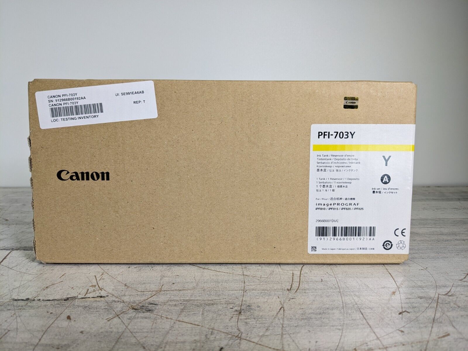 CANON PFI-703Y YELLOW TONER CARTRIDGE -  (NEW-SEALED BOX)