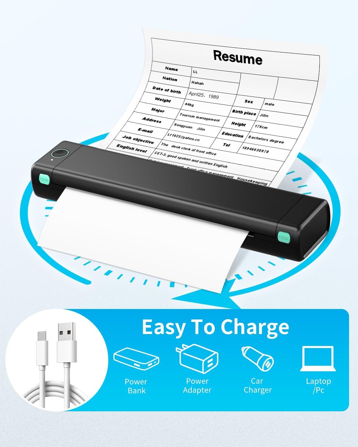 Phomemo M08F Bluetooth Inkless Printer Thermal Printer for 8.5" X 11" US Letter