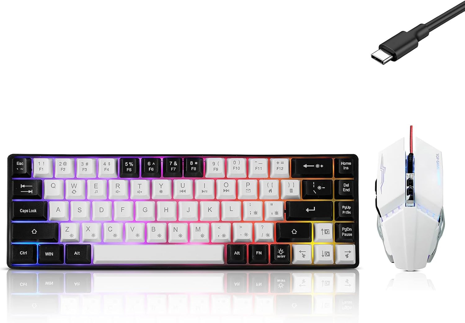 Wired 60% Gaming Keyboard and Mouse Combo, Ultra-Compact 61 Keys RGB Backlit