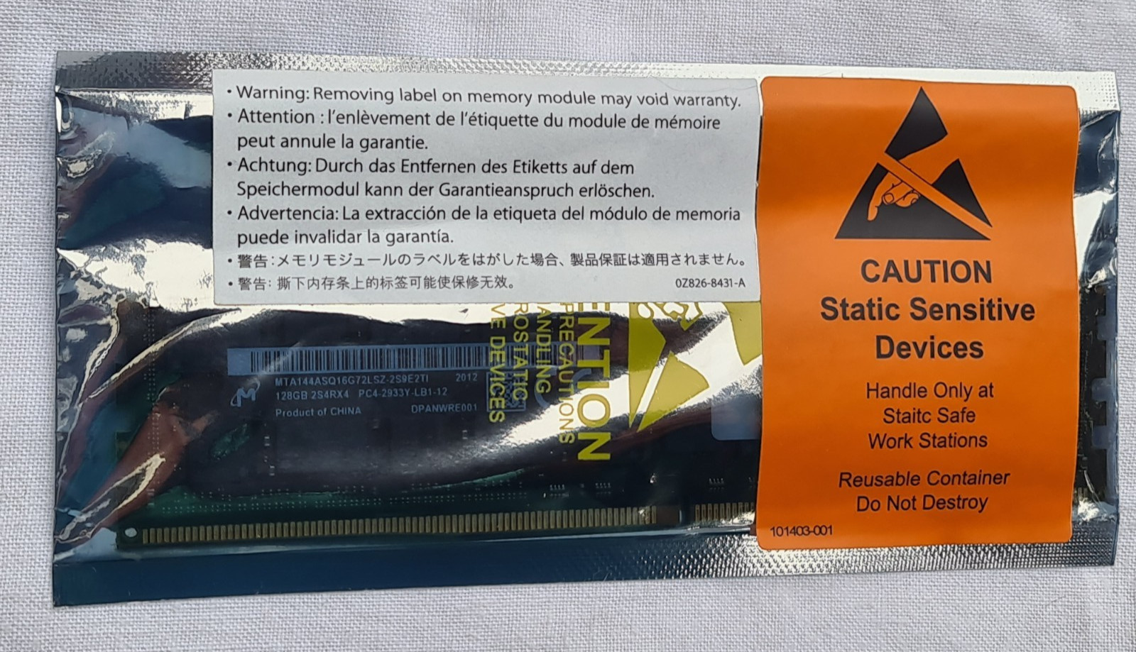 128GB Micron DDR4-2933 PC4-2933Y ECC LRDIMM CL21 MTA144ASQ16G72LSZ-2S9 | #01