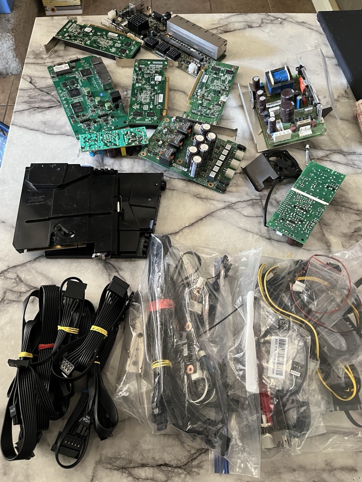 Lot Of Used Computer Parts And Wiring