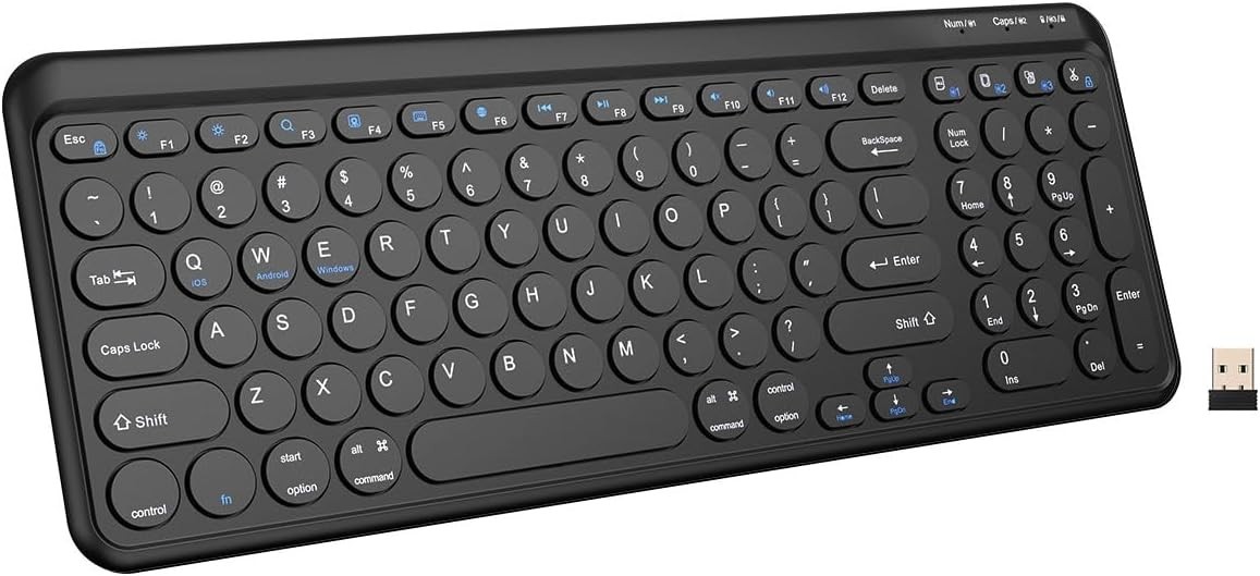 TECKNET Wireless Keyboard Bluetooth & 2.4G USB, Up to 4-Device Connection, USB C