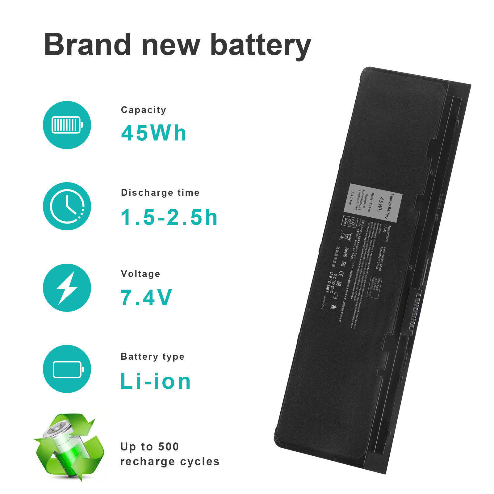 WD52H Battery For Dell Latitude 7000 E7240 E7250 E7270 F3G33 J31N7 W57CV YDN87 