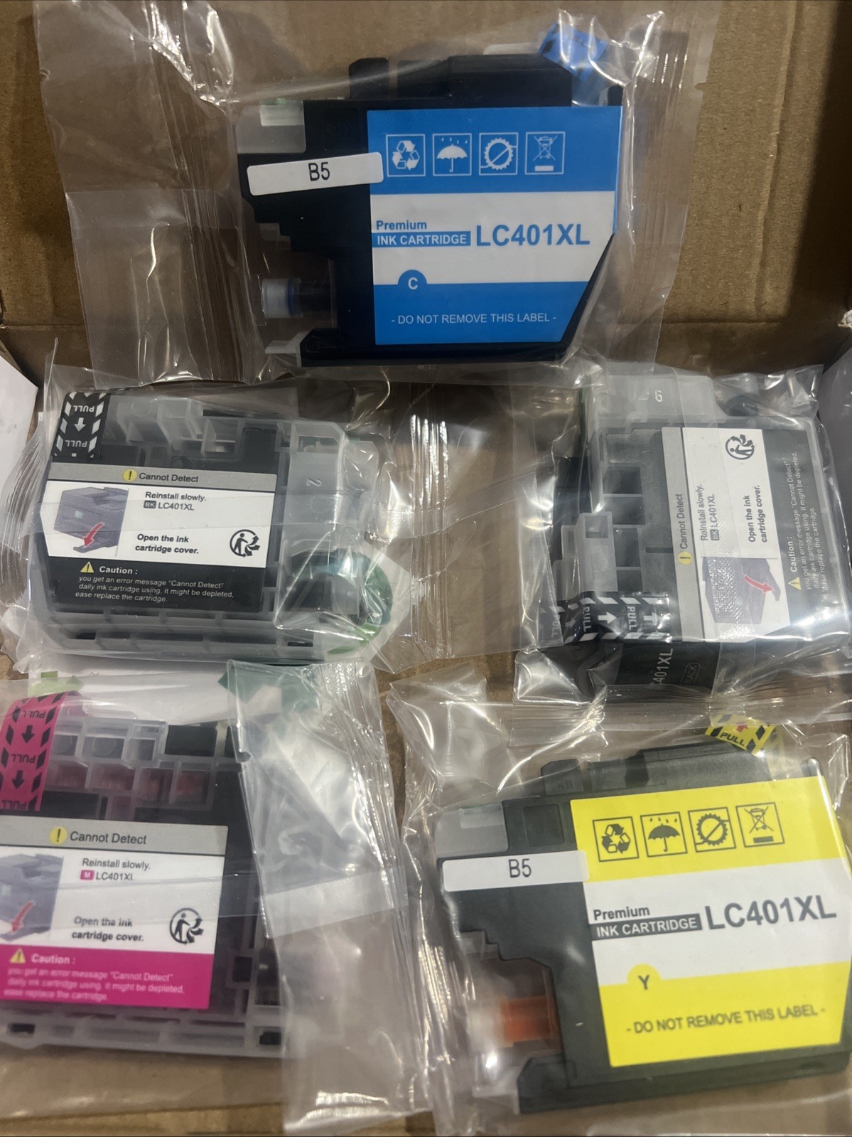 5 Pk LC401XL LC401 MFC-J1010DW Ink Cartridges Brother Printer LC 401 401XL