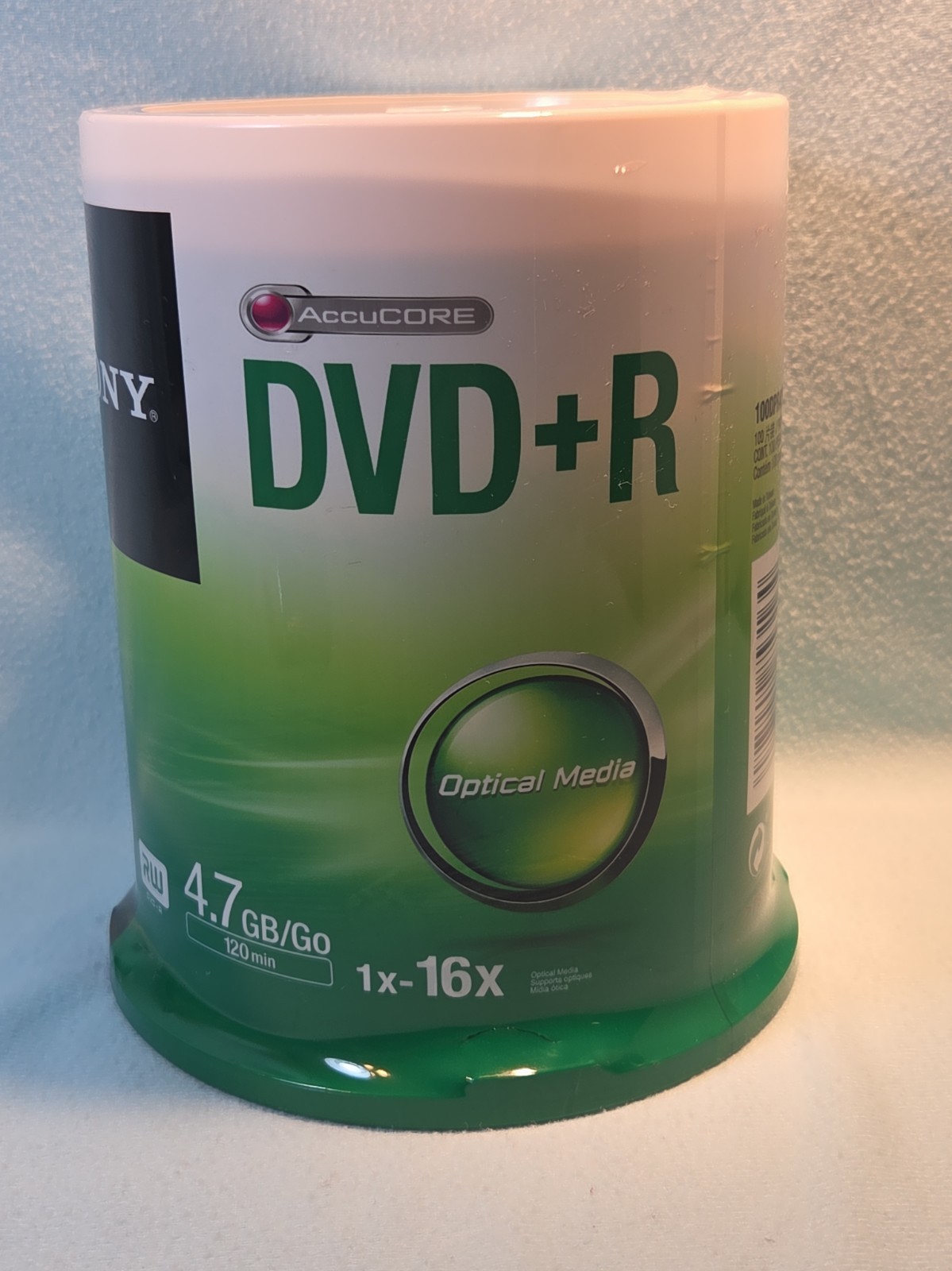 SONY DVD+R Blank Optical Media Disc 4.7GB 100 Pack with Spindle