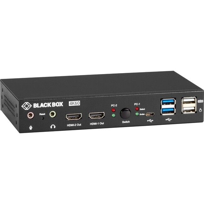 Black Box 2-Port 4K HDMI Dual-Head KVM Switch with Audio KVD2002H