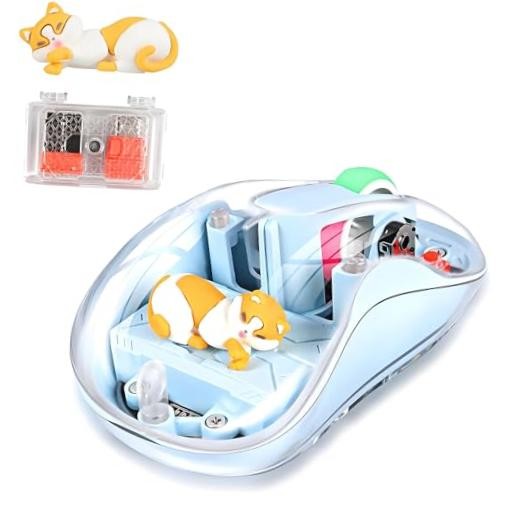 Cute Wireless USB C Mouse - Bluetooth Triple Mode Rechargeable Cartoon blue
