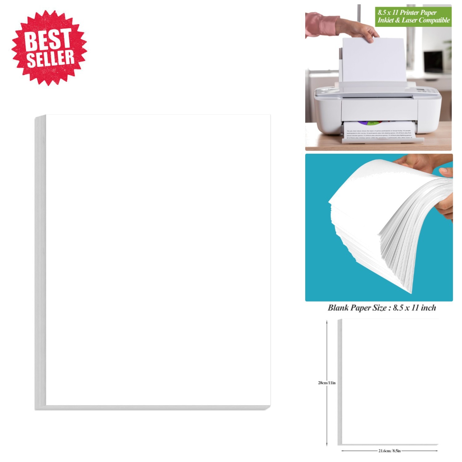 Eco-Friendly 8.5x11 Printer Paper - 100 Sheets, High-Quality White Blank Sheets