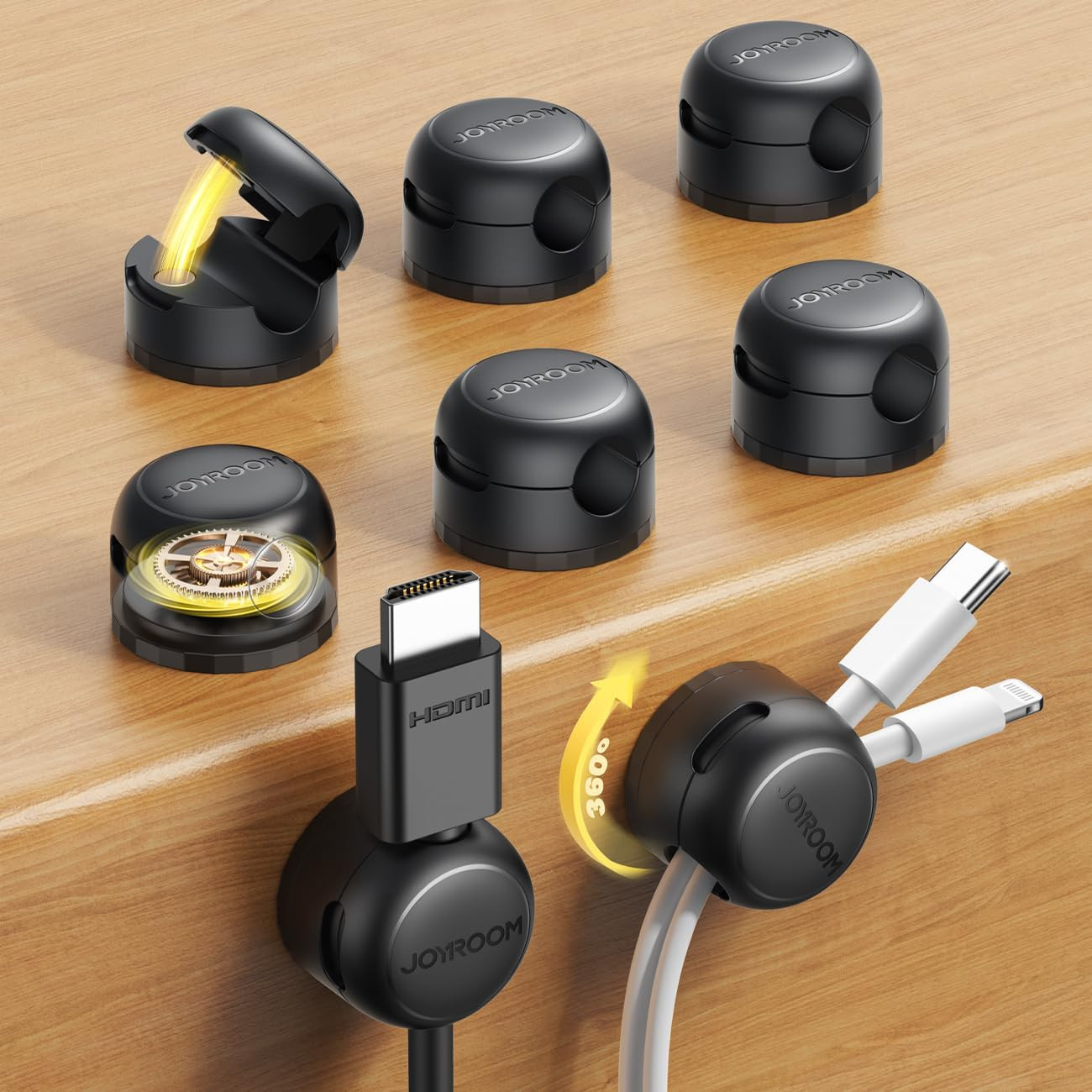 8 Pack  Magnetic Cable Clips Organizer [Cord 360° Rotatable] Wire Keeper Holder