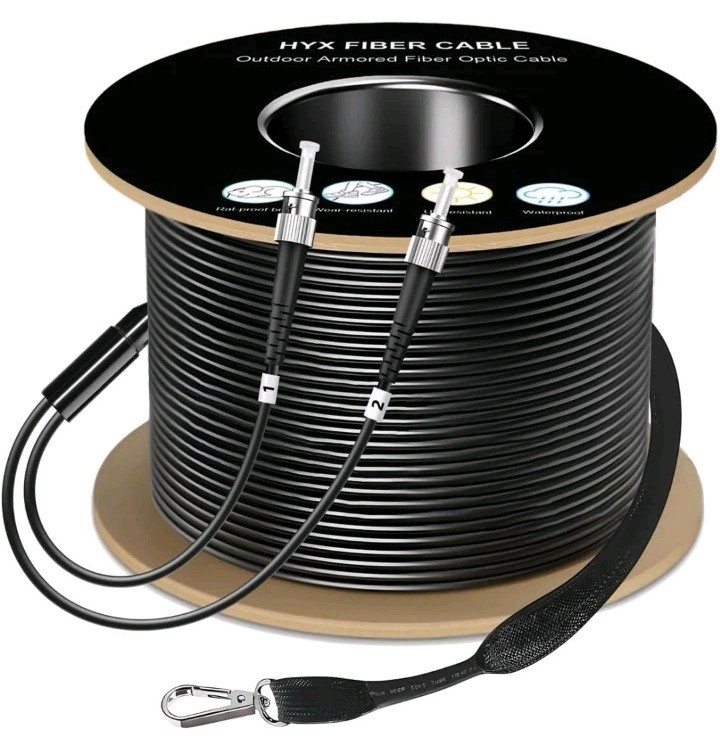 100M OS2 2 core ST/ST Armored Industrial Fiber Optic Cable