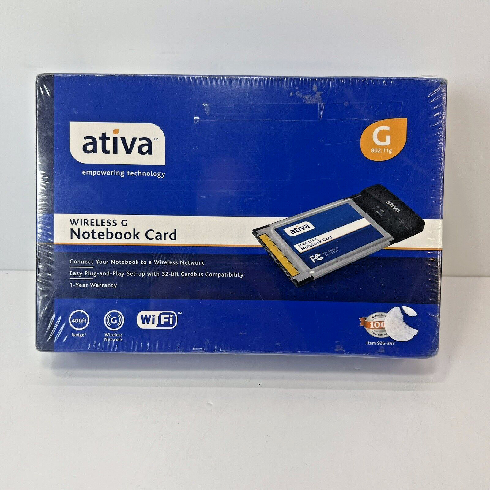 ATIVA Wireless G Notebook Card #926-357 32-bit 802.11g 400ft Range - New in Box