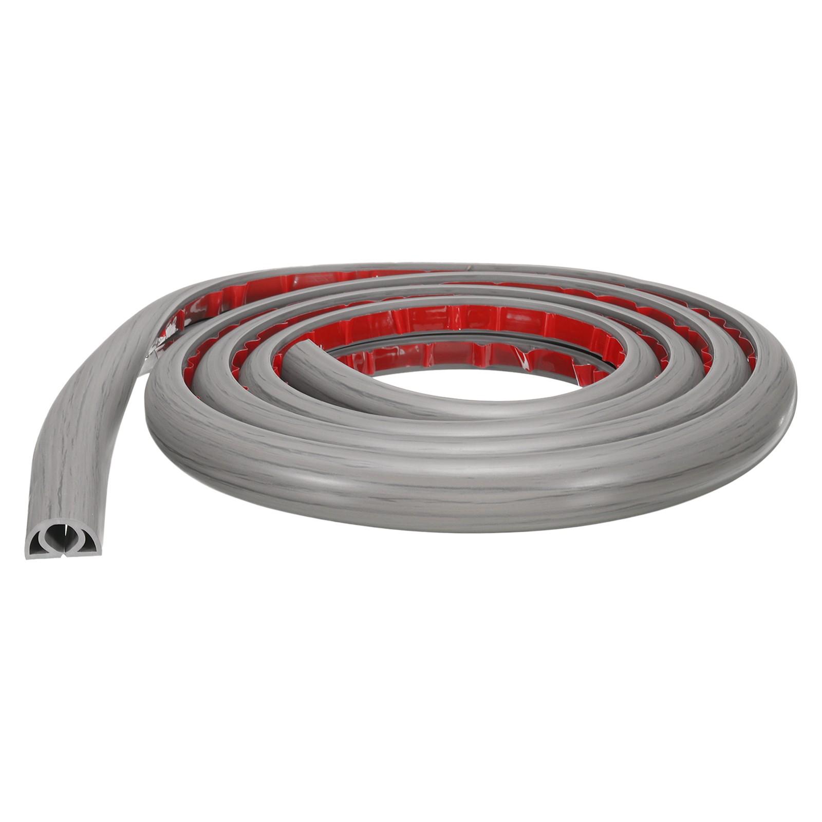 6ft Cord Cover Floor W0.3"xH0.3" Hide Extension Cable Wire Covers Wood Grey