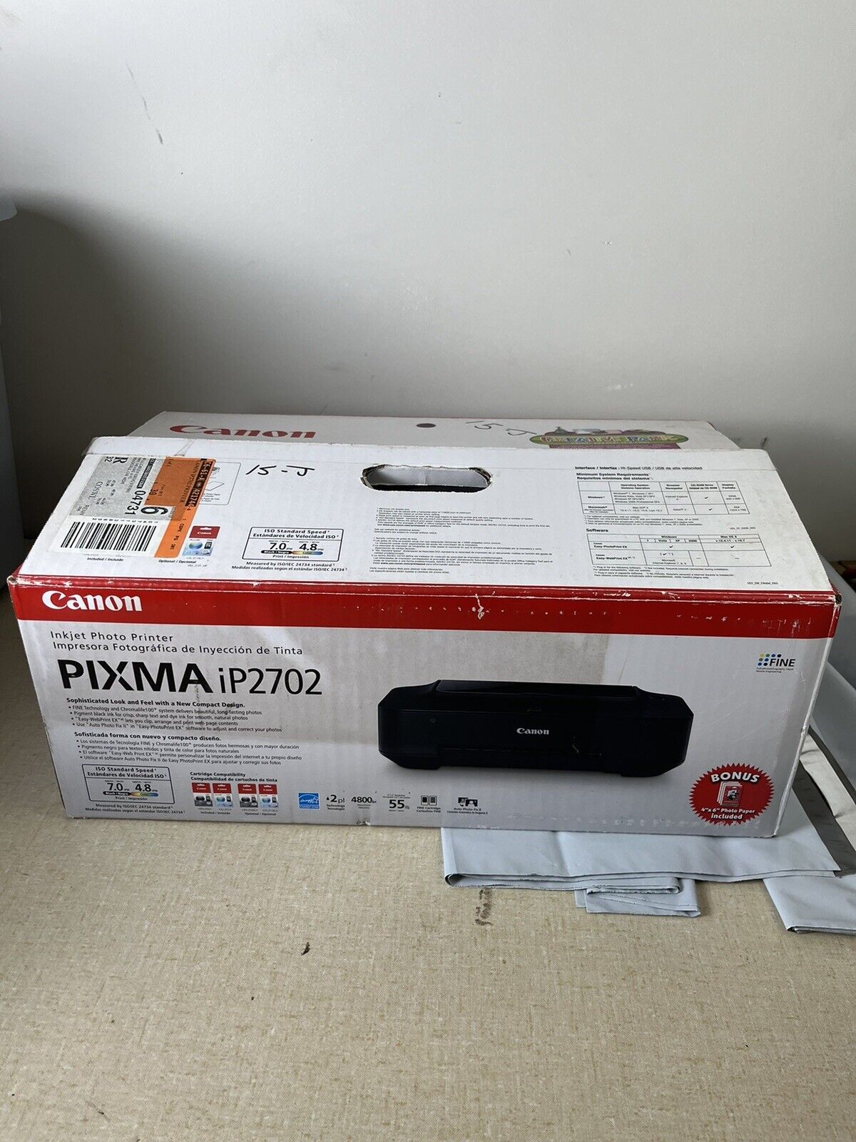 Canon PIXMA IP2702 Digital Photo Inkjet Printer New Open Box 