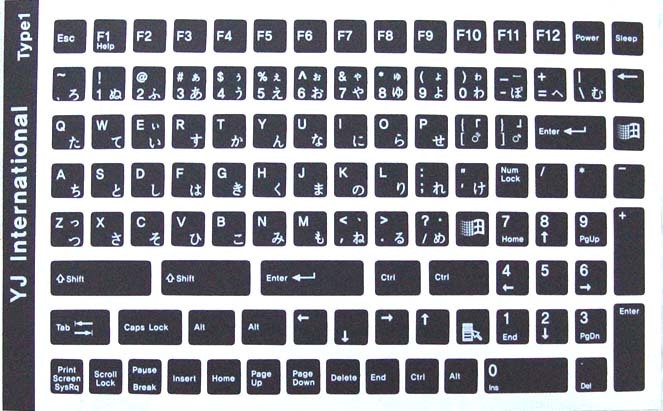 Japanese Keyboard Sticker - Black / White / Transparent 108 keys high quality 