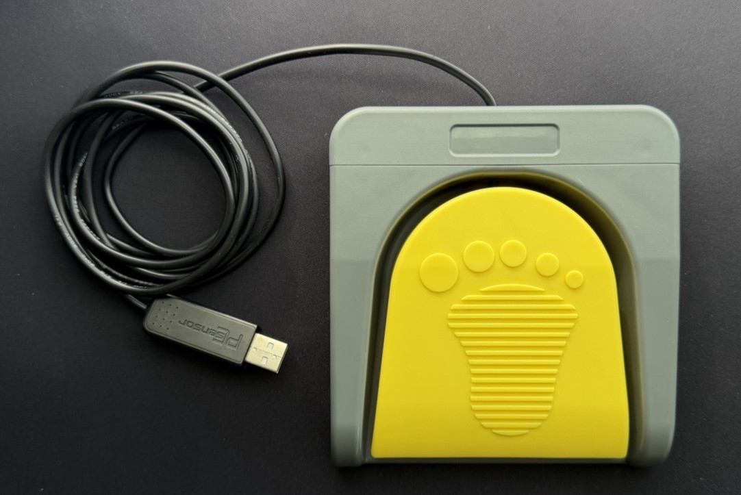 PCsensor USB Foot Switch Pedal FS2016USB Yellow Gray TESTED - WORKS