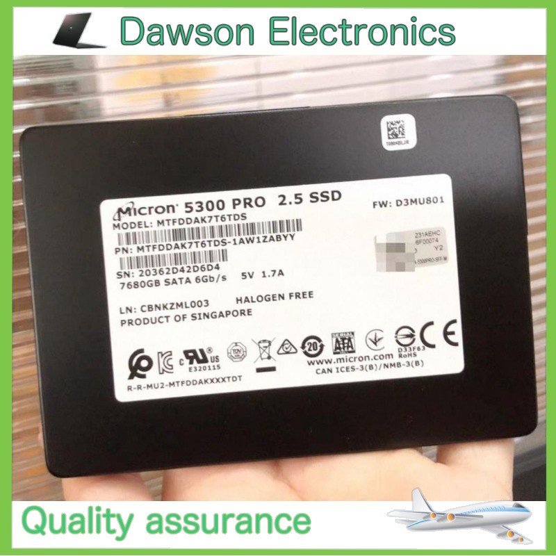 MTFDDAK7T6TDS-1AW1ZABYY Micron 5300 PRO 7.68TB 2.5" SATA 6Gb/s SSD 100% Health