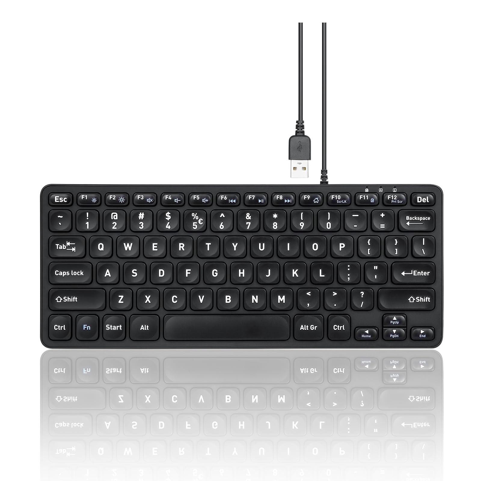 PERIBOARD-432 Wired Mini USB Keyboard - X Type Scissor Keys - Big Print Keys ...