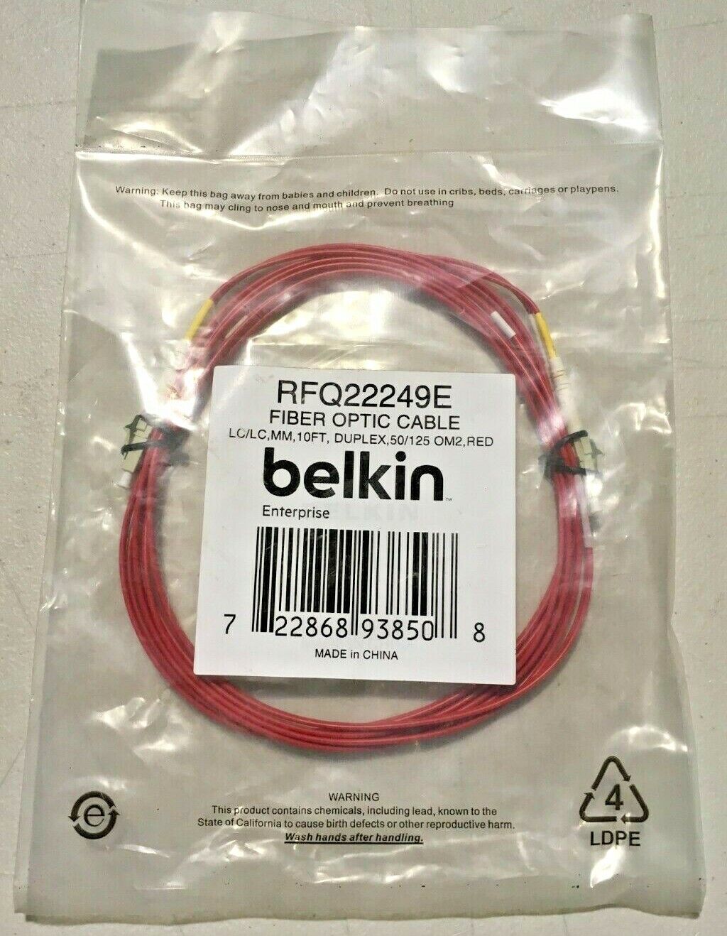 Belkin Fiber Optic Duplex Network Cable for Network Device RFQ22249E *NEW*