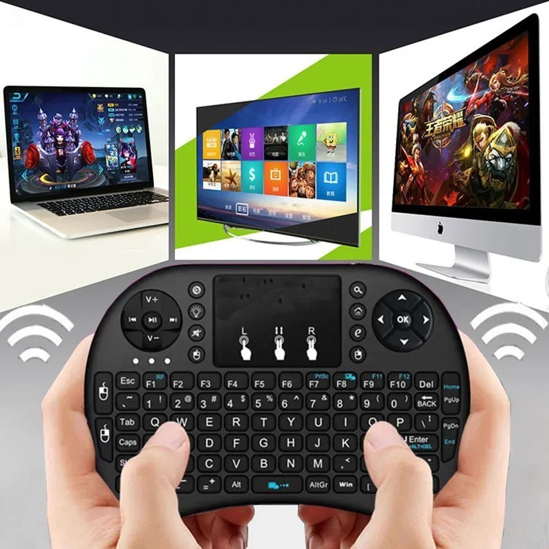 2.4gHz - Backlit Mini Wireless Handheld Keyboard Mouse Touchpad Black