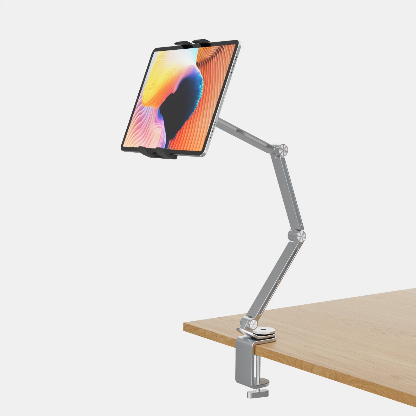 Tablet Holder Stand Rotating - Adjustable Metal with Charger Feature