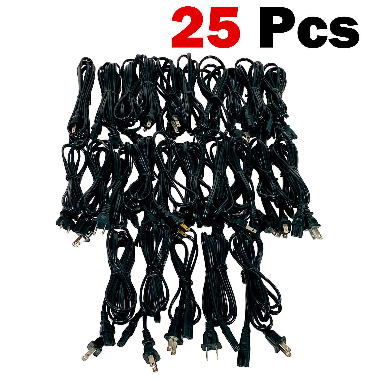Branded Genuine LOT 6ft 2-Prong Non-Polarized AC Power Cord HIGH QUALITY Grade A