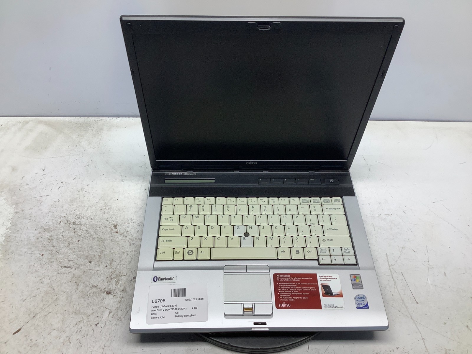 Fujitsu LifeBook E8310 Intel Core 2 Duo T7500 2.2GHz 2 GB NO HDD