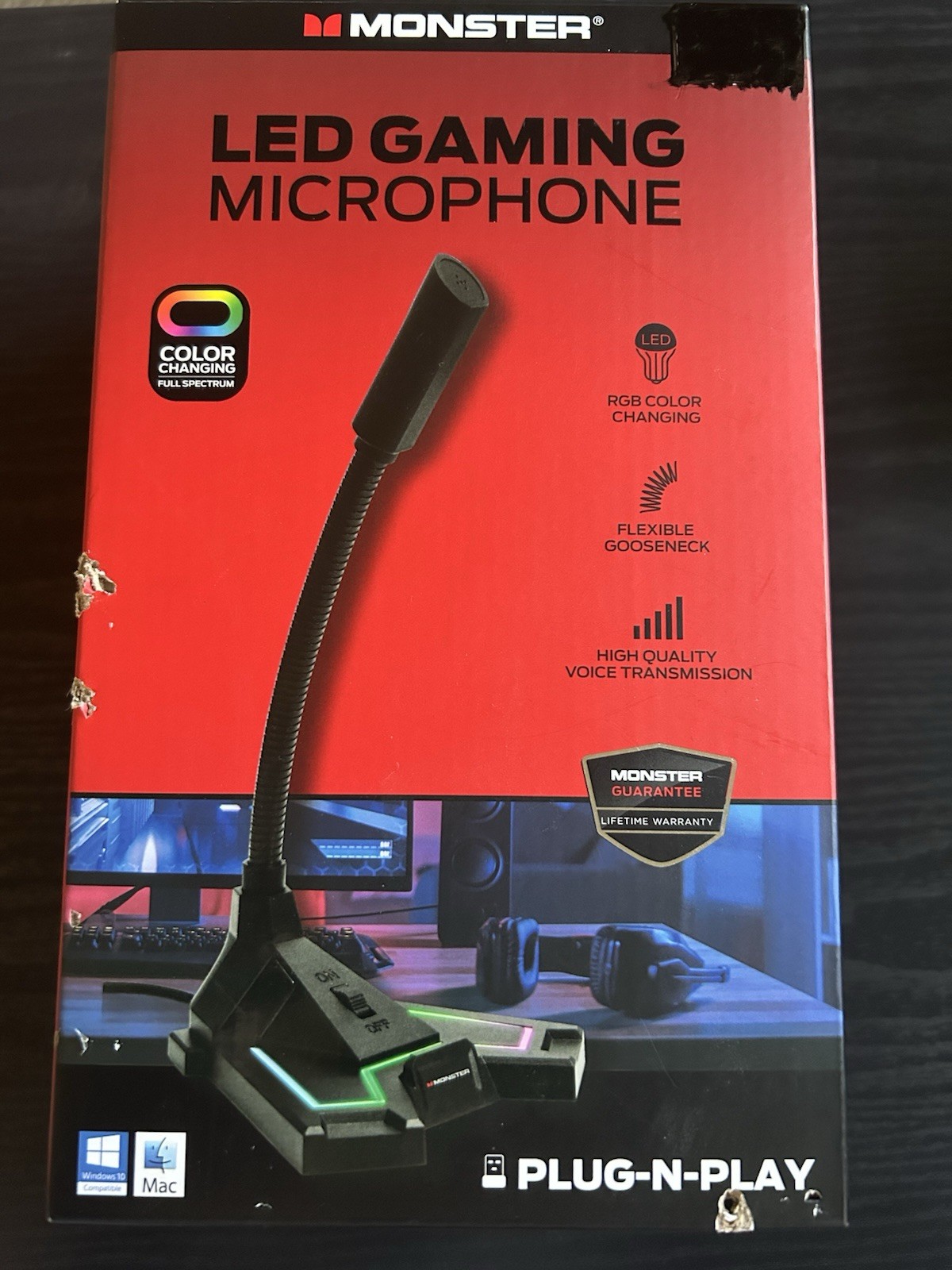 Monster LED Gaming Microphone RGB Color Changing Flexible Gooseneck
