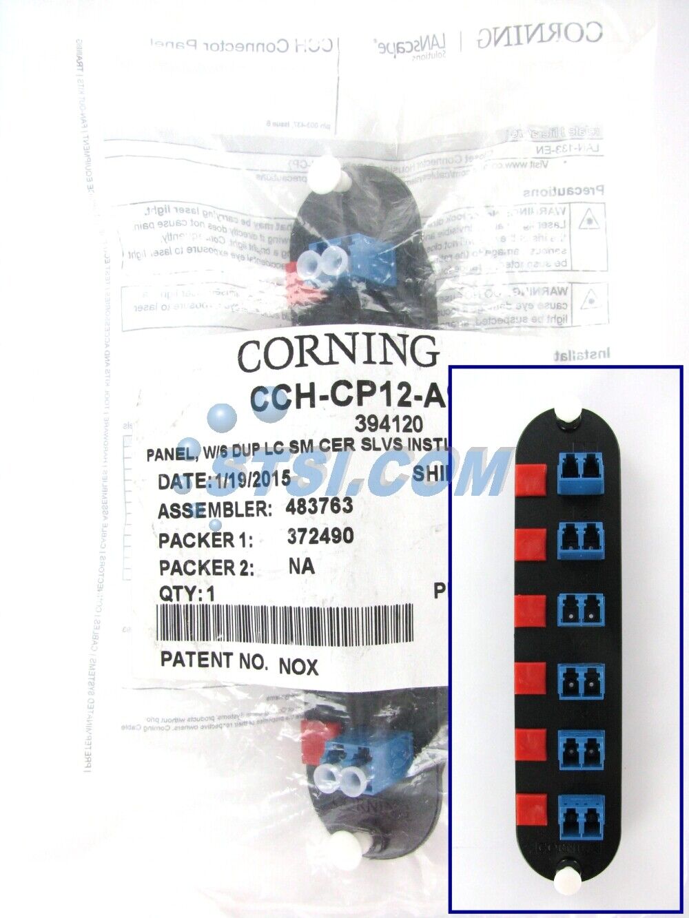Corning CCH-CP12-A9 Fiber Adapter Panel, 6 LC Duplex OS2 Singlemode ~STSI