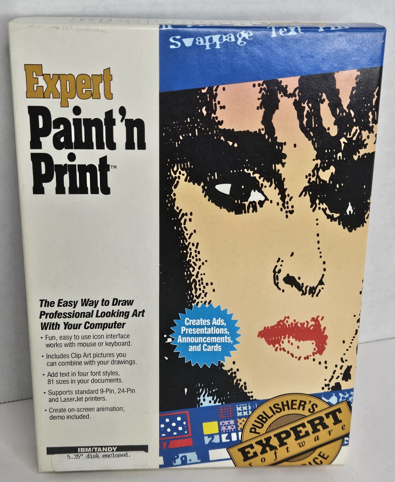 Paint 'N Print Expert Software Vintage PC  IBM Tandy PC Software 5.25" Disk HTF