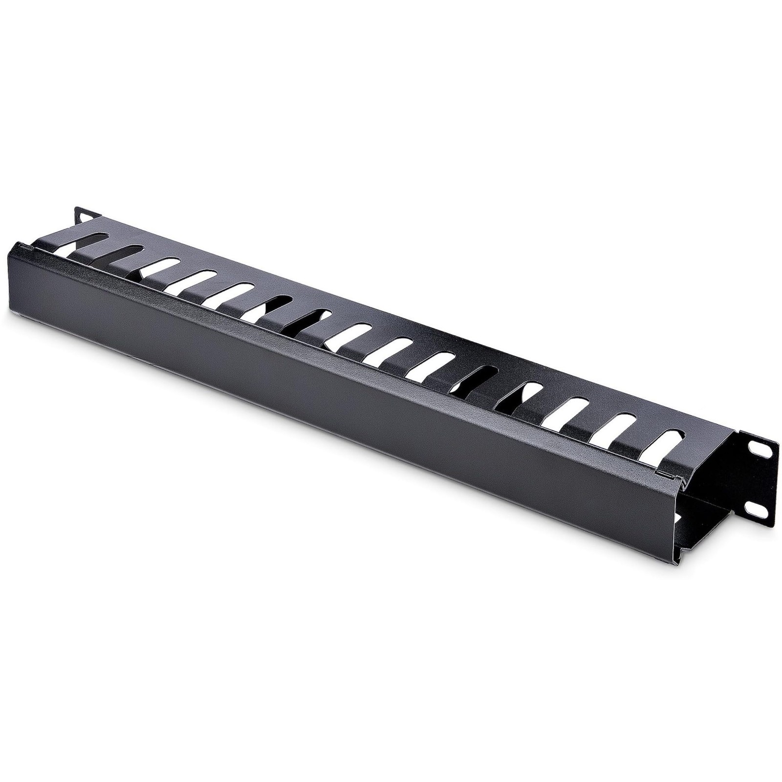StarTech.com 1U Horizontal Finger Duct Rack Cable Management Panel with Cover -