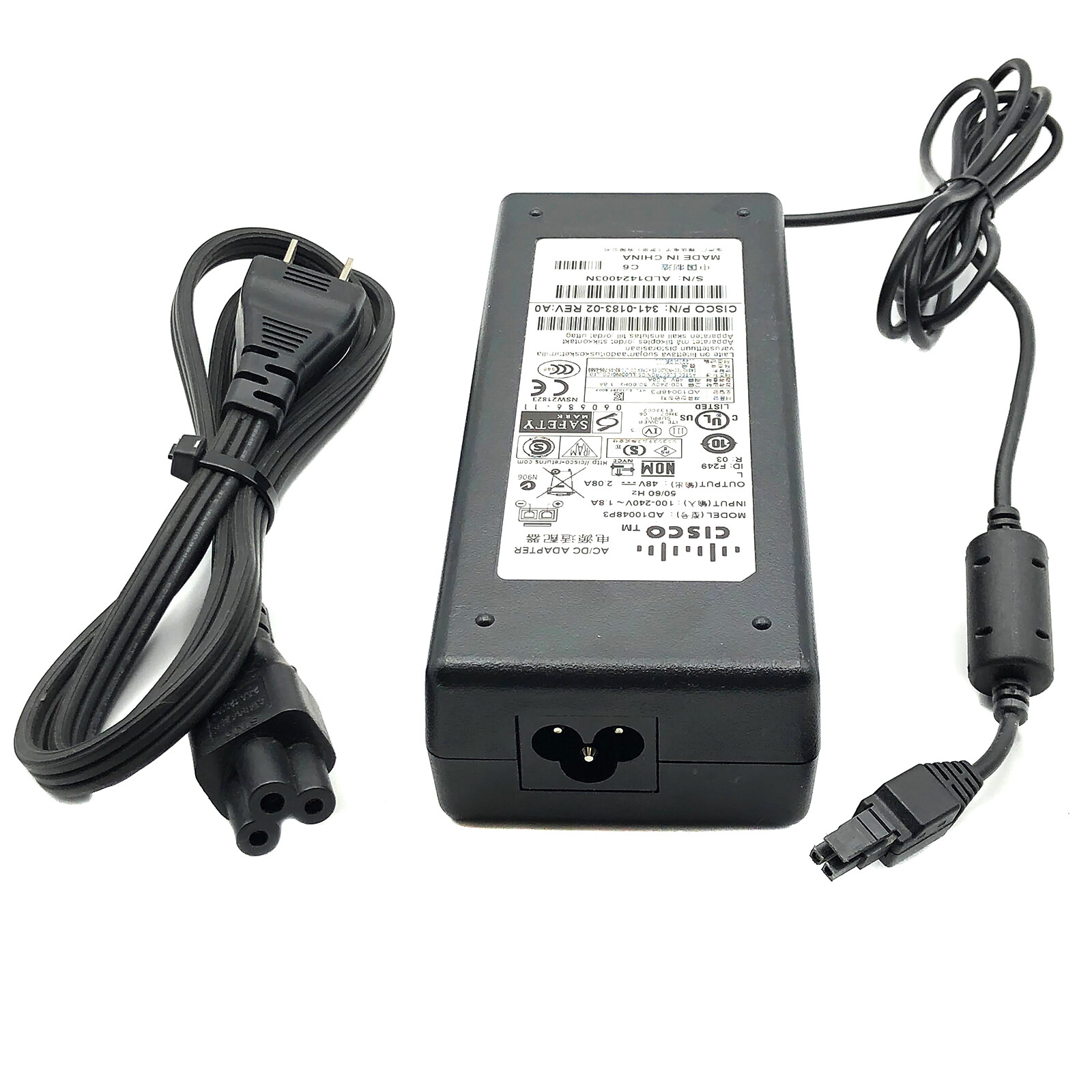 Original 100W Cisco 2-Pin AC Adapter Power Supply 341-0183-02 48V 2.08A OEM