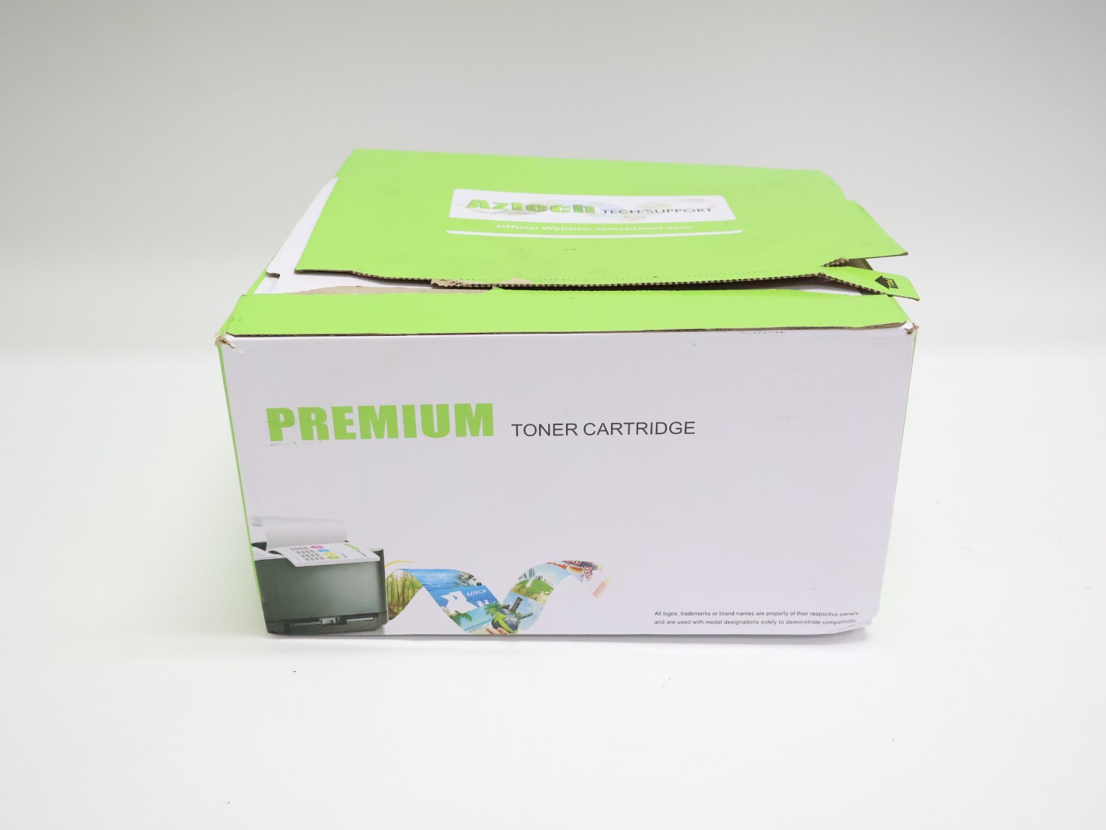 Open box 2 Pack Aztech Premium Toner Cartridges with Chip Transfer Tool Kit