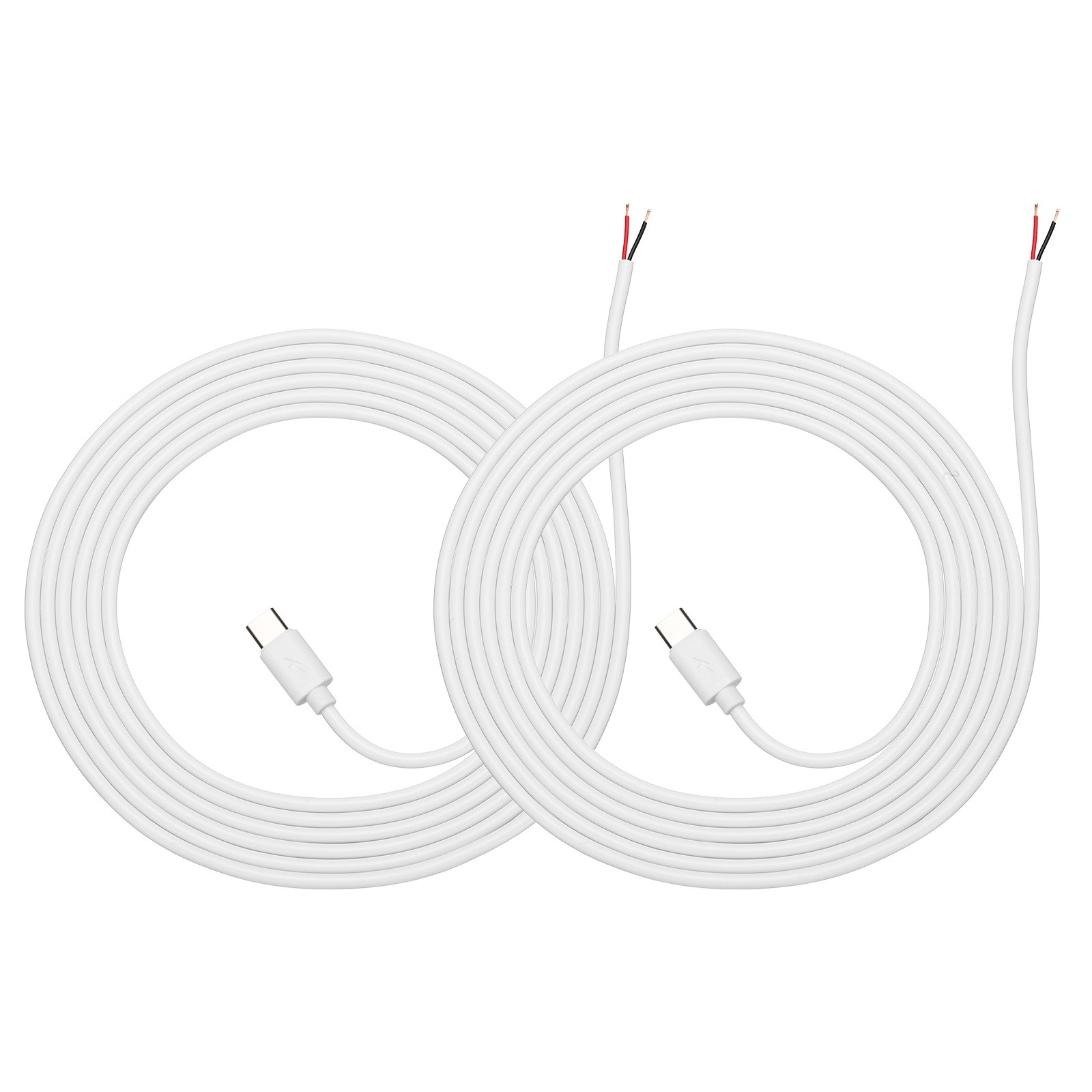 2Pcs 2m/6.56Ft USB C Pigtail Cable, 5V 2.4A Type C to 2 Pin Wires, White